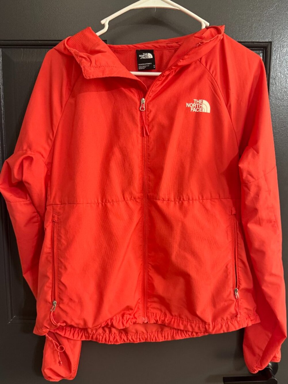 The North Face Women’s Coral Orange Hooded Windbreaker Jacket M